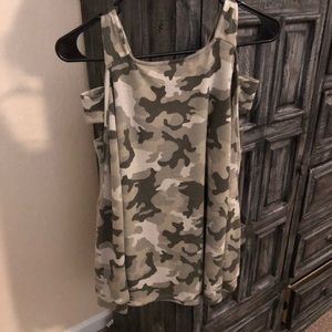 Women’s camouflage cold Shoulder shirt/ NWOT